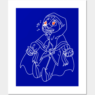 chibi phantom moom white outline Posters and Art